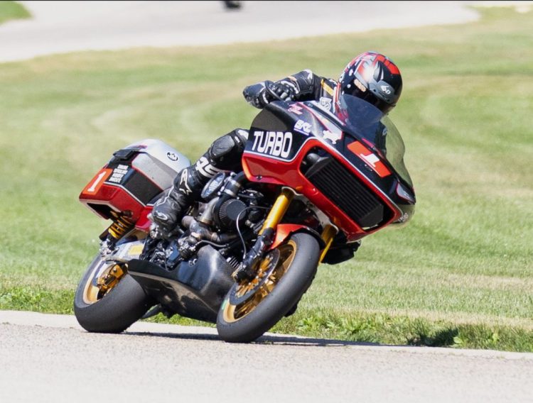 Three-time Bagger Racing League champion Shane Narbonne aboard the Trask Performance Harely-Davidson v-twin in 2023. Narbonne is scheduled to make his venue debut at Canadian Tire Motorsport Park when BRL joins the Bridgestone CSBK national series round at 'old Mosport'.
Photo: Tom Punchur.
